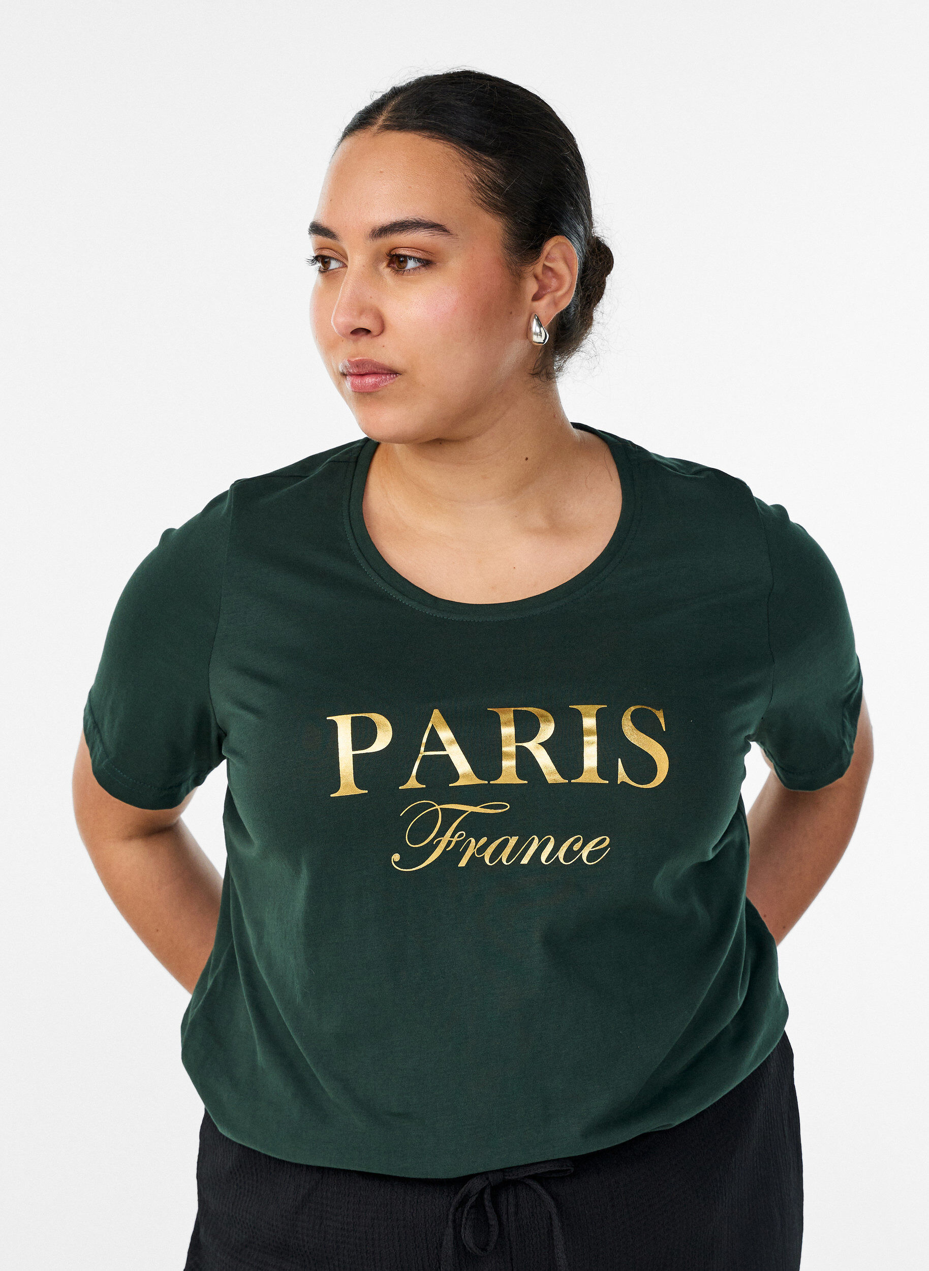 T-shirt with motif, Green, Model