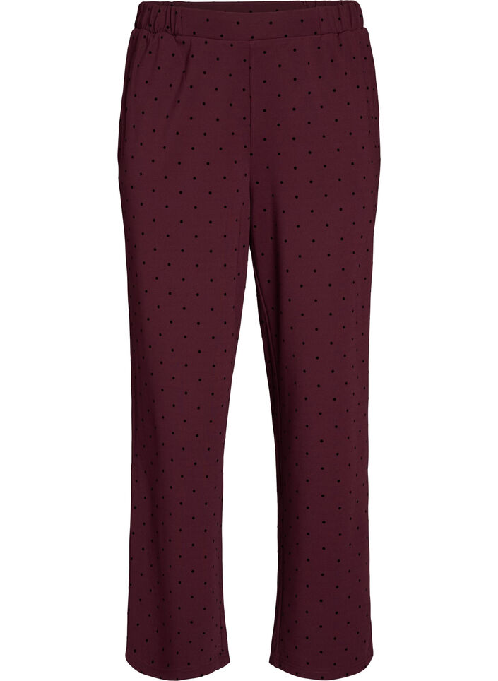 Spotted trousers with a high waist and straight legs, Red, Packshot image number 0
