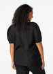 Short-sleeved blouse with lace pattern, Black, Model image number 1