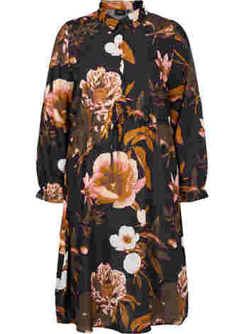 Floral viscose dress with lace