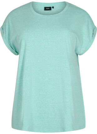 Melange t-shirt with short sleeves, Turquoise Mél, Packshot image number 0