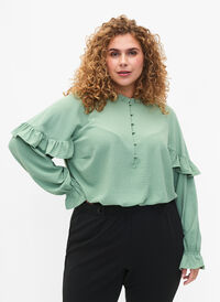Blouse with ruffles and buttons, Green Bay, Model