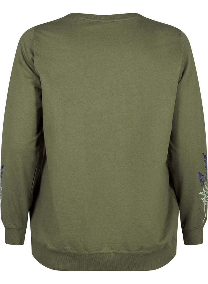 Sweatshirt with embroidered flowers, D. L. Green W. emb., Packshot image number 1