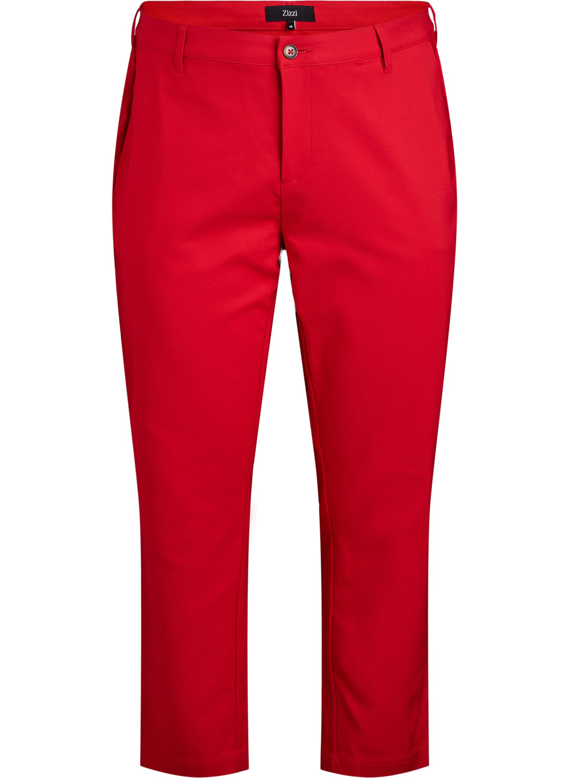 Zizzifashion High-waisted trousers with straight legs, Red, Packshot image number 0