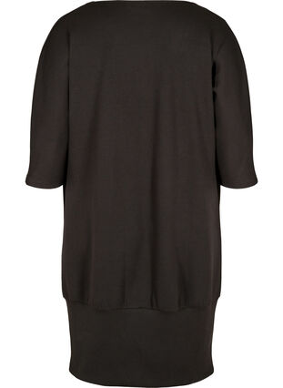 Solid-coloured tunic with 3/4-sleeves, Black, Packshot image number 1