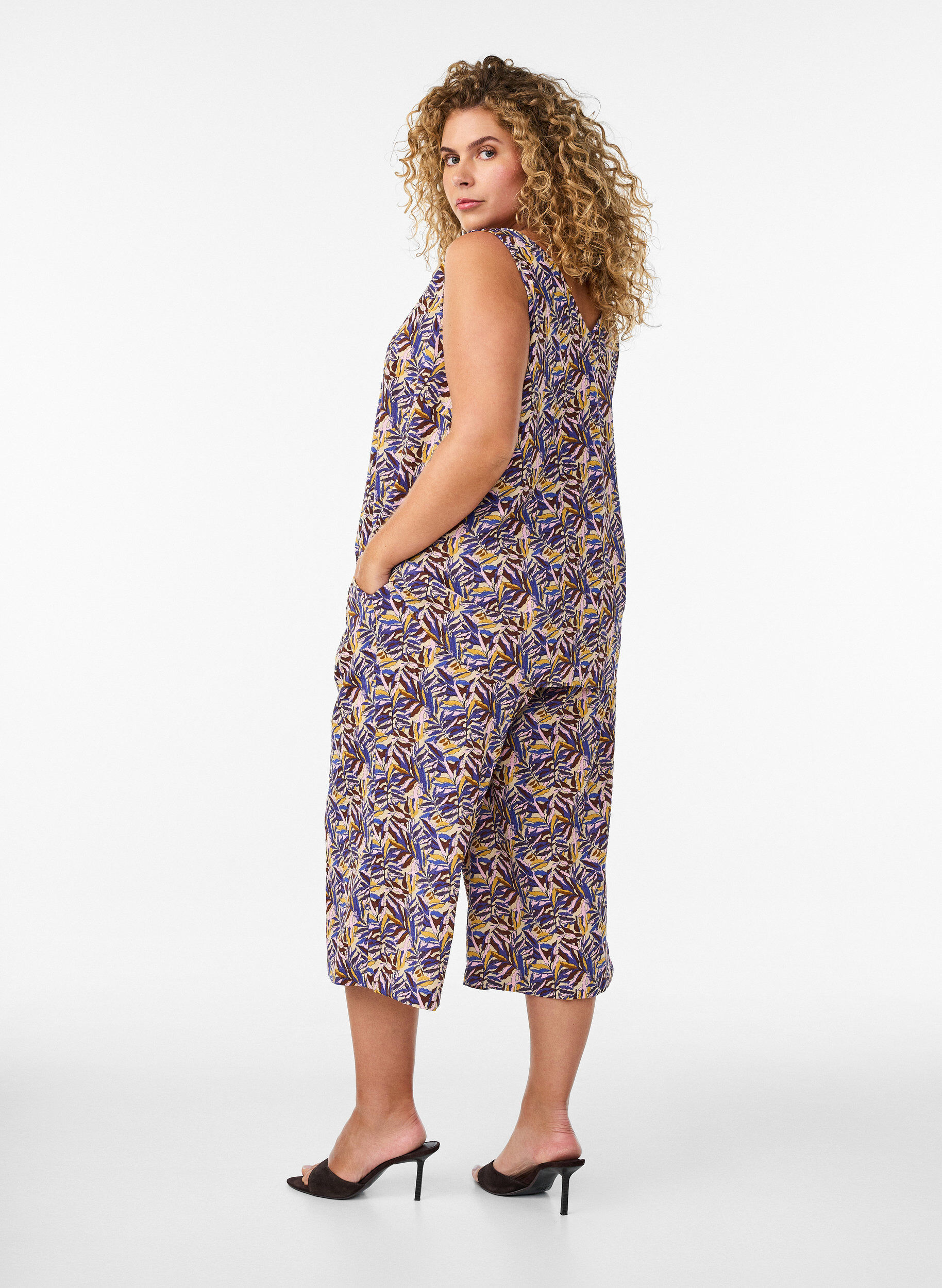 ZizzifashionCulotte trousers with print, Beige, Model image number 1