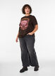 Organic cotton T-shirt with front print, Brown, Model image number 1