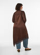 Satin dress with lace and an asymmetrical hem, Brown, Model image number 2