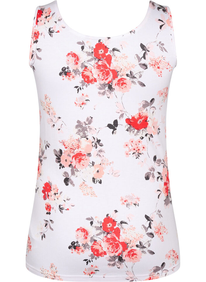 Floral tank top in viscose, White AOP flower, Packshot image number 1