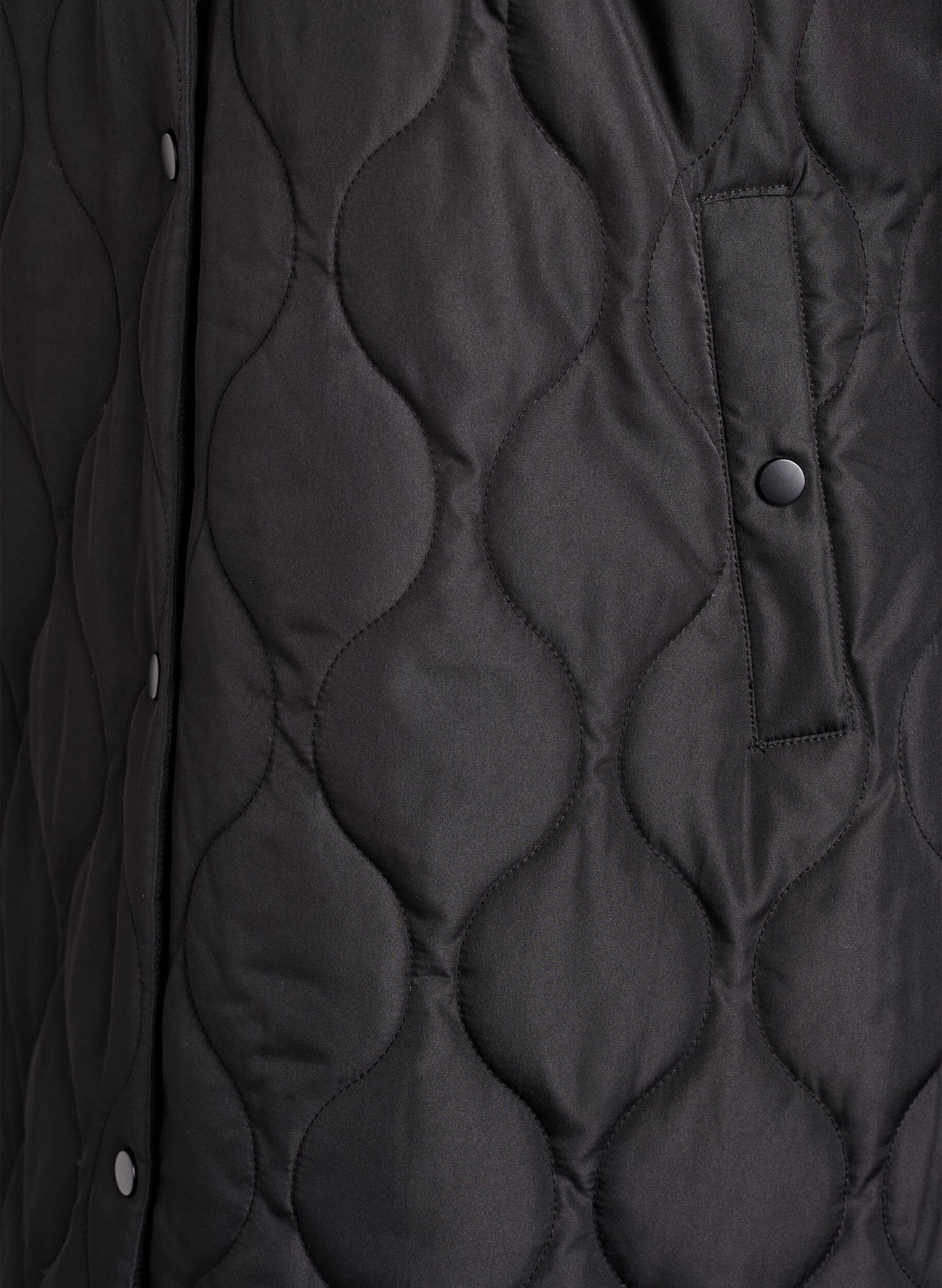 Zizzifashion Mid-length quilted jacket with a hood, Black, Packshot image number 3