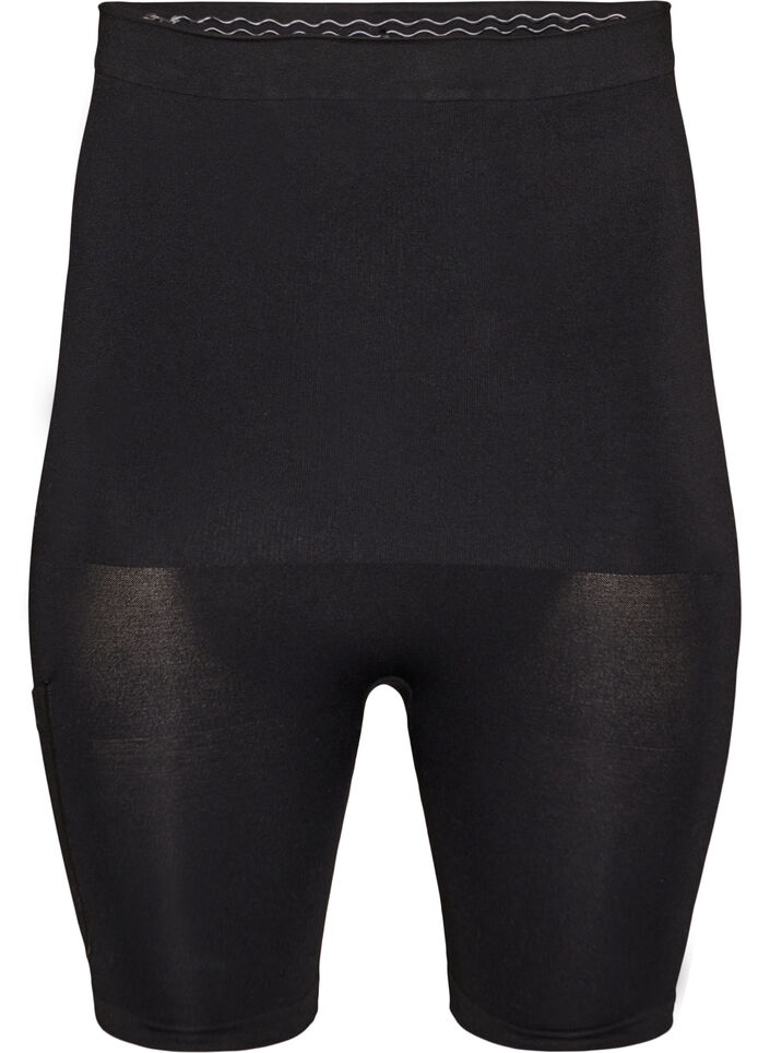 Shapewear shorts with medium support and a high waist, Black, Packshot image number 0