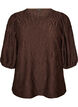 Blouse with texture and 3/4 sleeves, Brown, Packshot image number 0