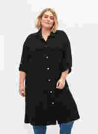 Long dress jacket with button closure, Black, Model