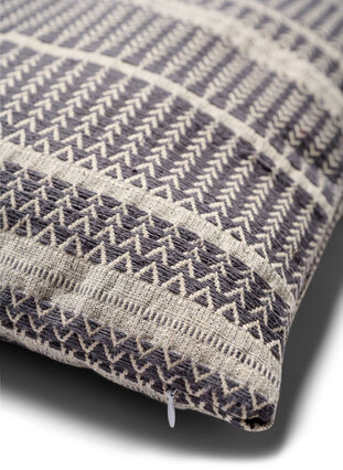 Jacquard patterned cushion cover, Grey/White, Packshot image number 3