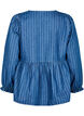 Striped denim blouse with front tie, Blue, Packshot image number 1