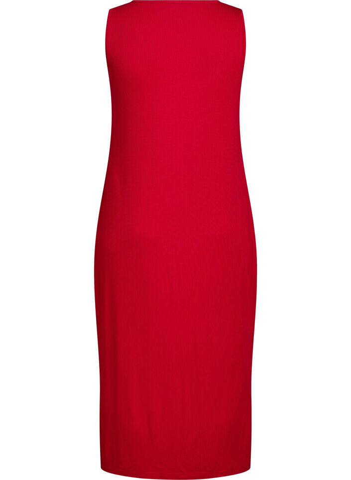 Sleeveless ribbed dress in viscose, Red, Packshot image number 1