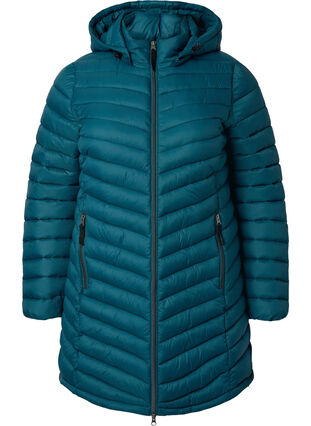 Lightweight jacket with pockets and detachable hood, Deep Teal, Packshot image number 0