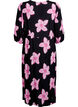Midi dress with floral print and 3/4 sleeves, Black, Packshot image number 1