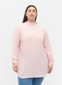Long-sleeved tunica with ruffle collar, Strawberry Cream, Model