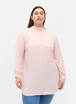 Long-sleeved tunica with ruffle collar, Strawberry Cream, Model image number 0