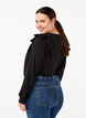 Long-sleeved blouse with ruffle details, Black, Model image number 1