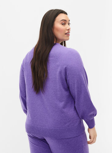 Melange knit jumper, Purple Opulence Mel, Model image number 1