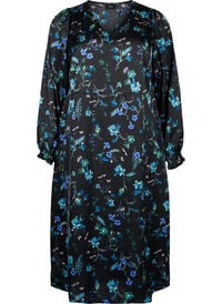 Long-sleeved midi dress with floral print