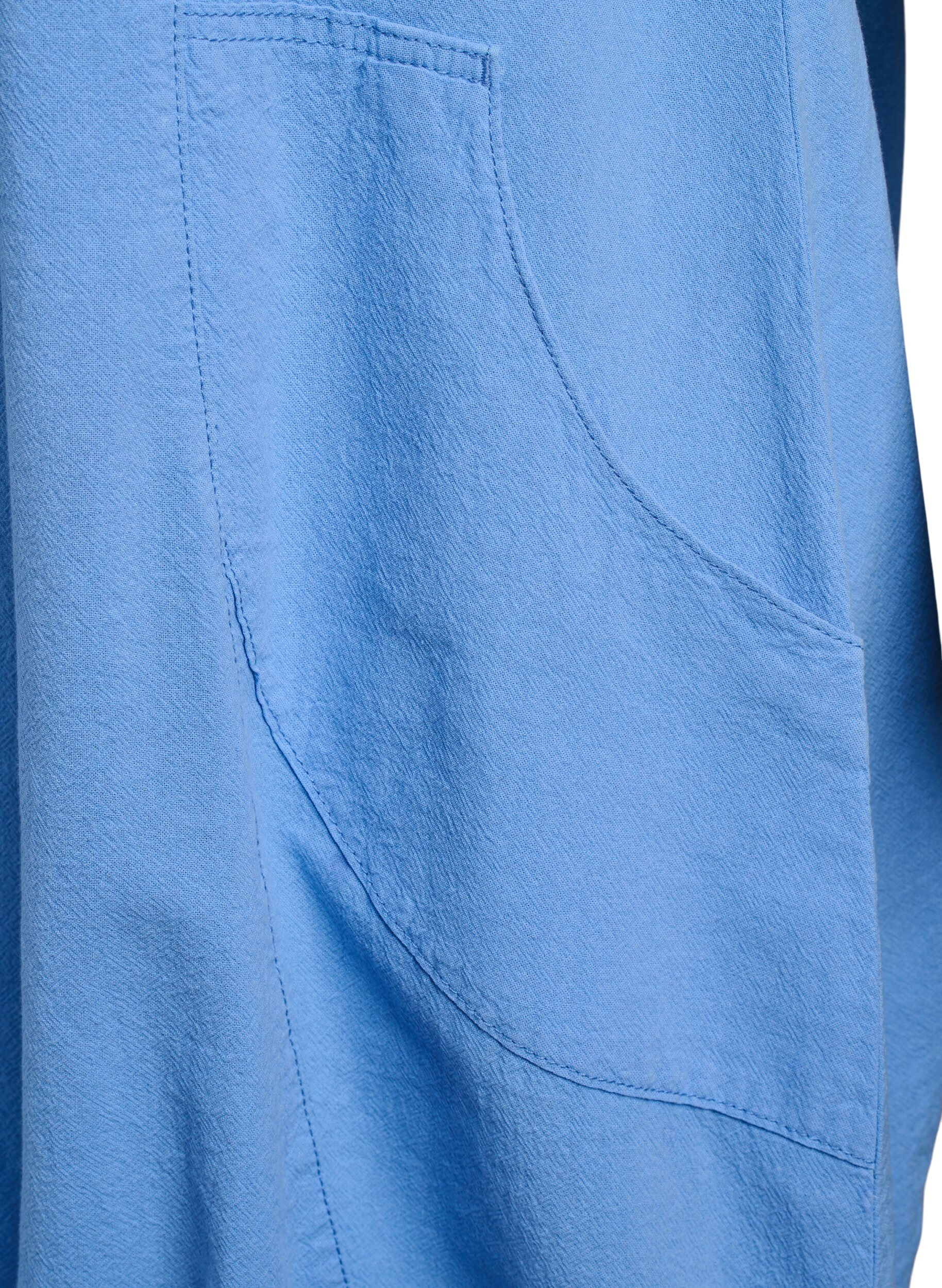ZizzifashionShort-sleeved cotton dress, Light Blue, Packshot image number 3