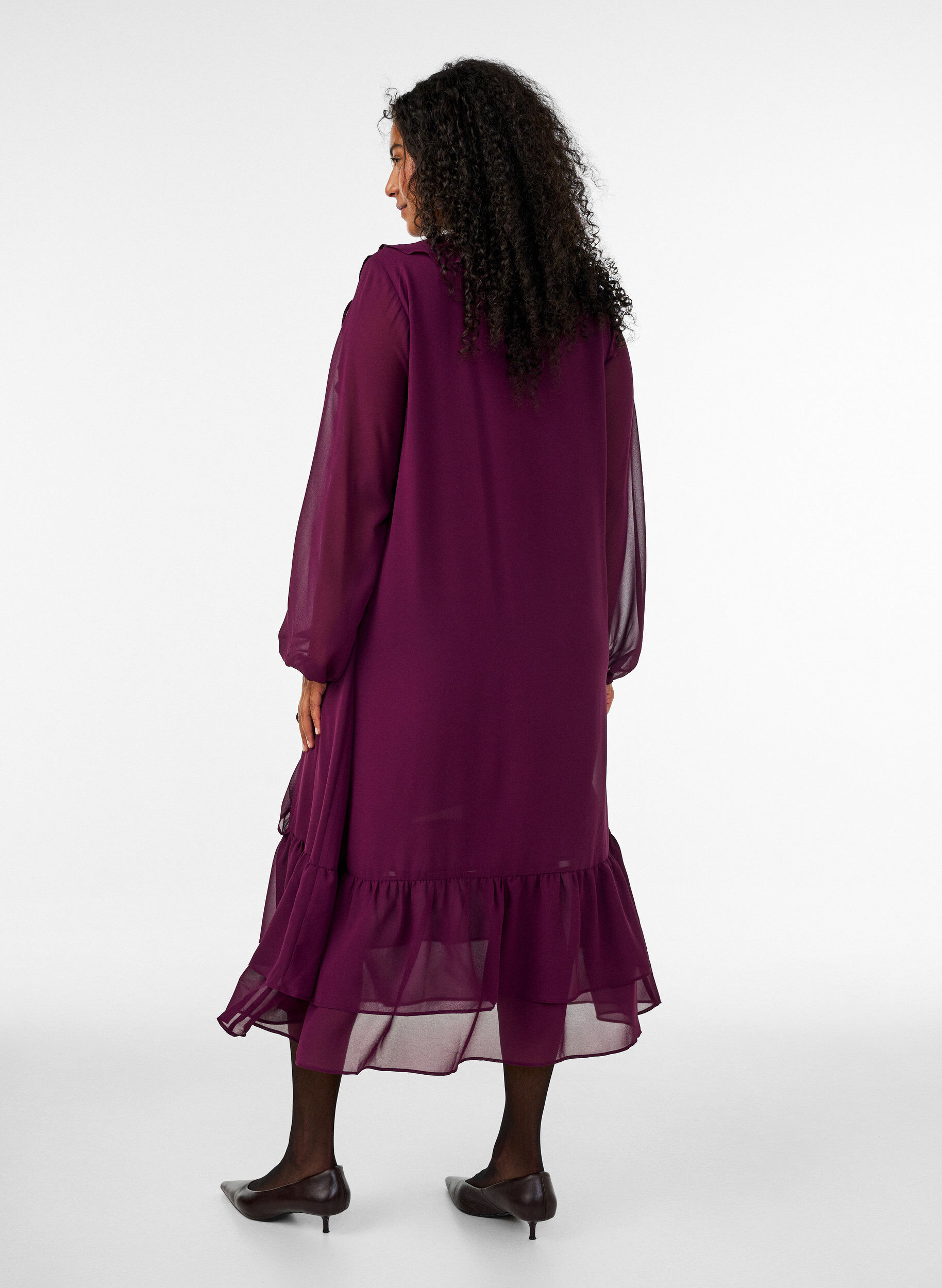 ZizzifashionParty dress with ruffle details and V-neck, Red, Model image number 1