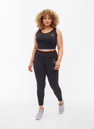 Solid-coloured gym leggings, Black, Model image number 3