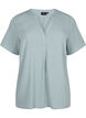 Short-sleeved blouse with v-neckline, Green, Packshot image number 0