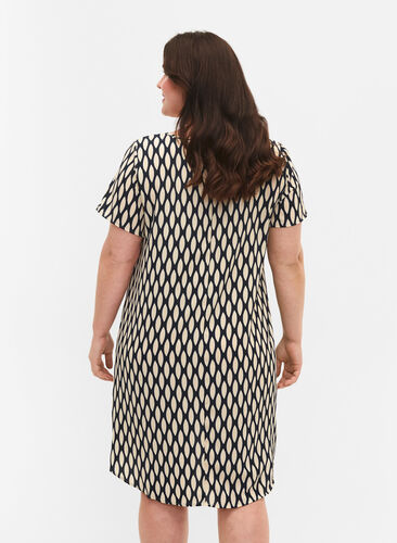 Dress with print and short sleeves, Oval AOP, Model image number 1
