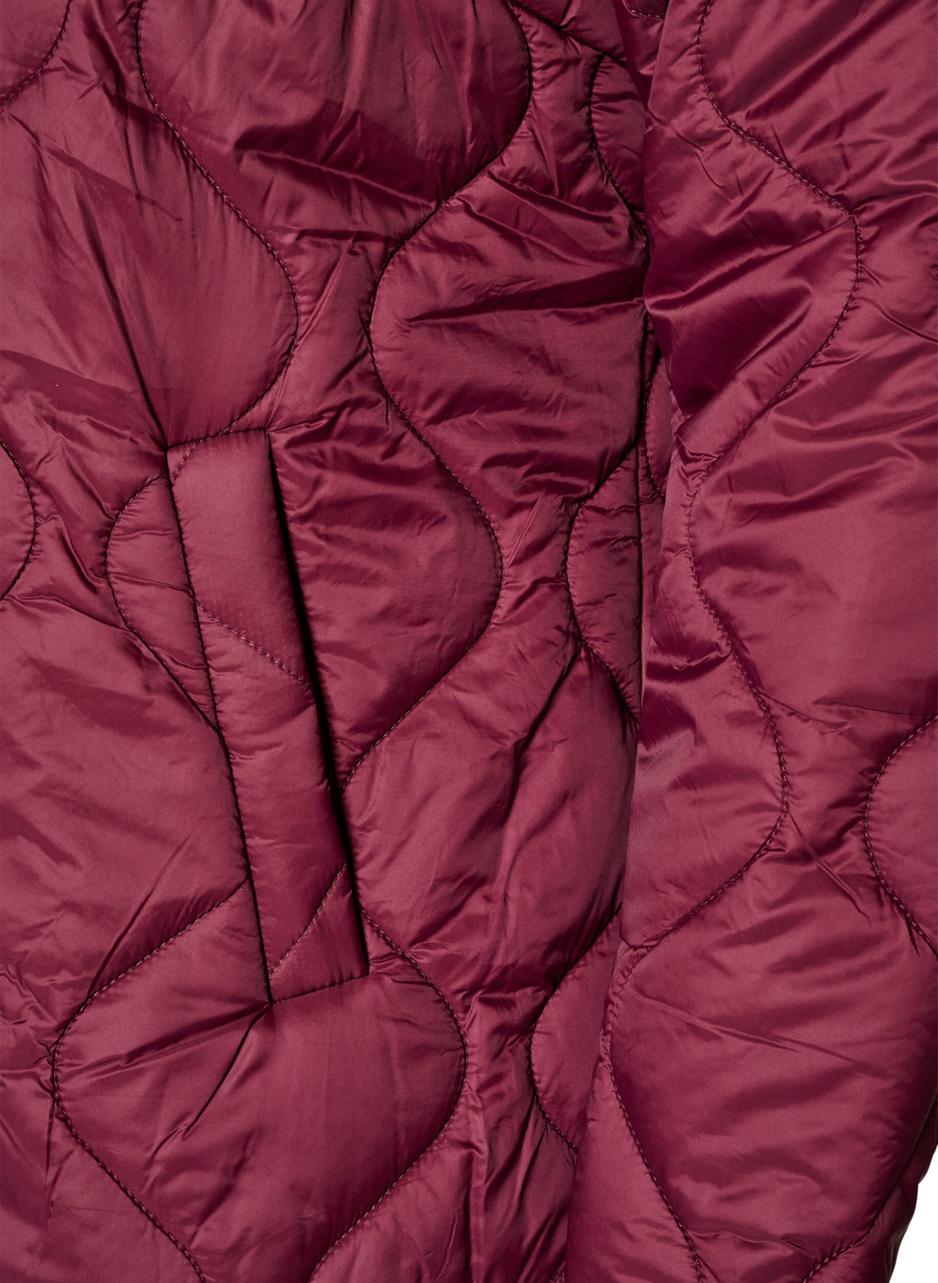 ZizzifashionQuilted jacket with press studs and round neck, Dark Bordeaux, Packshot image number 3