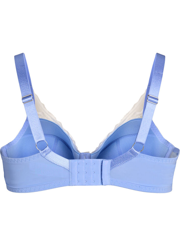 Padded bra with lace and mesh, Blue, Packshot image number 1