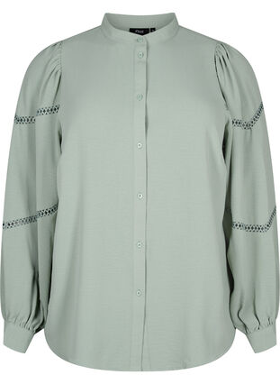 Shirt blouse with crochet details, Green Bay, Packshot image number 0
