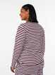 Long-sleeved night top in ribbed jersey with stripes, Red, Model image number 2