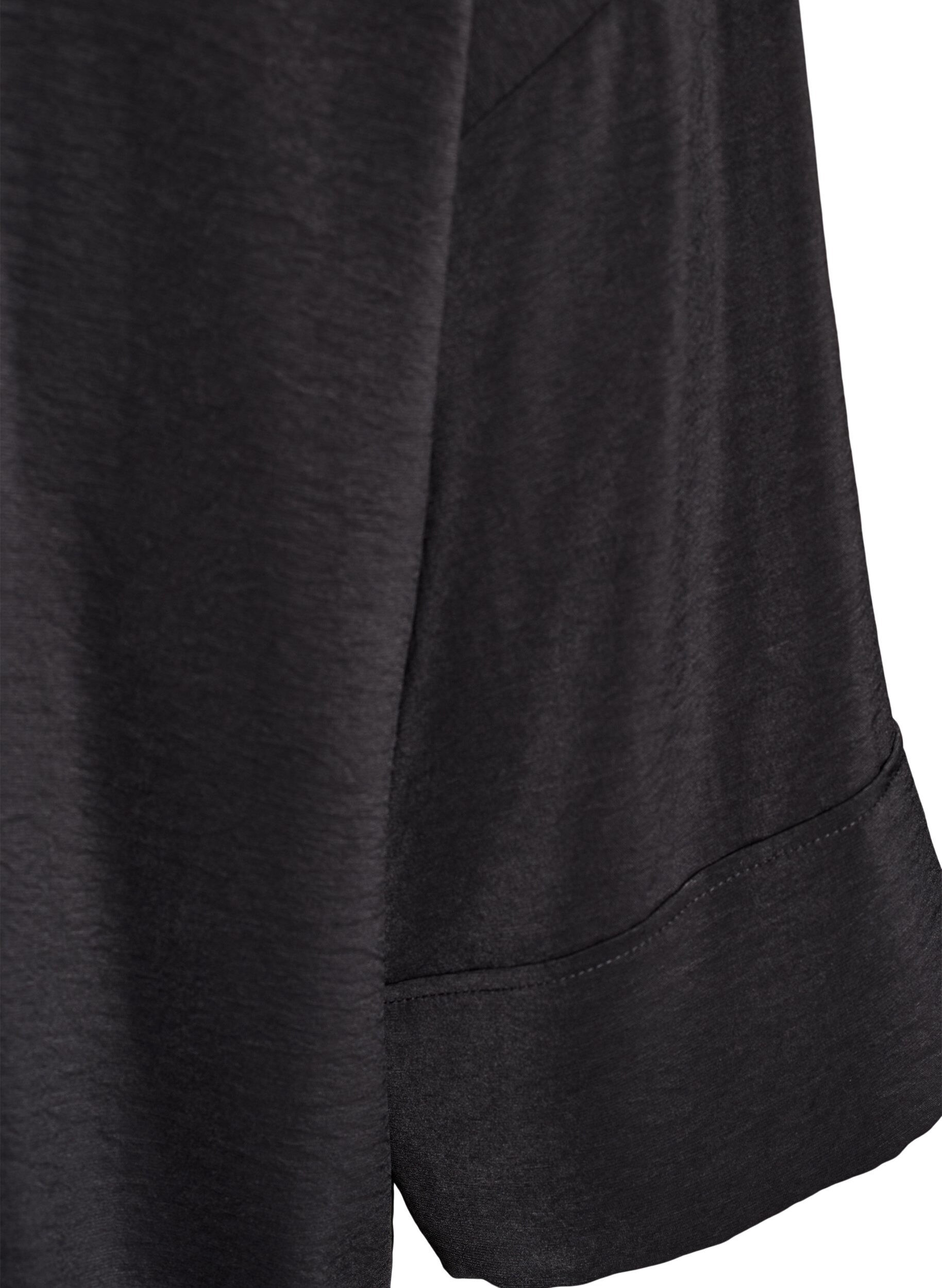 Zizzifashion Loose shirt with a v-neck and 3/4 sleeves, Black, Packshot image number 3