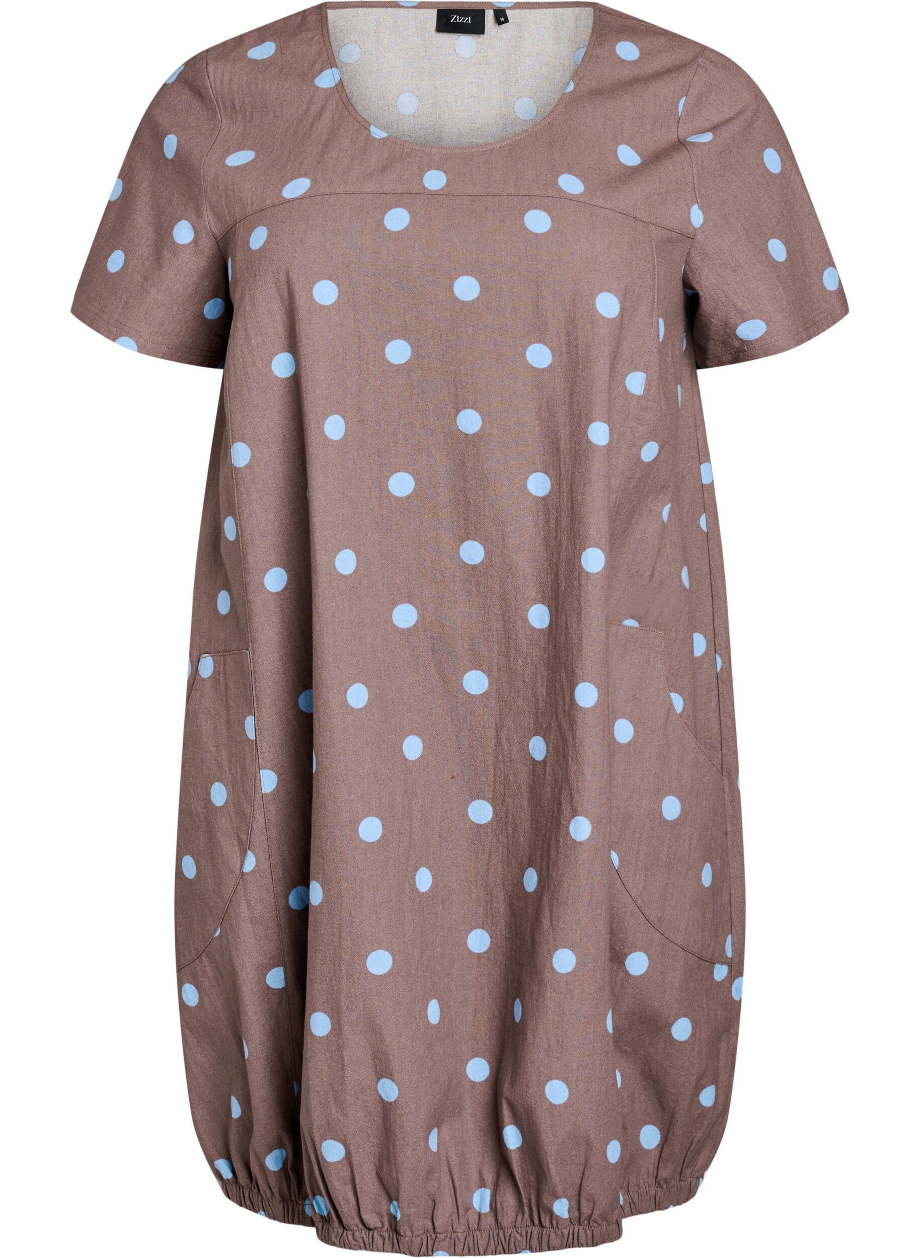 Short-sleeved cotton dress with print