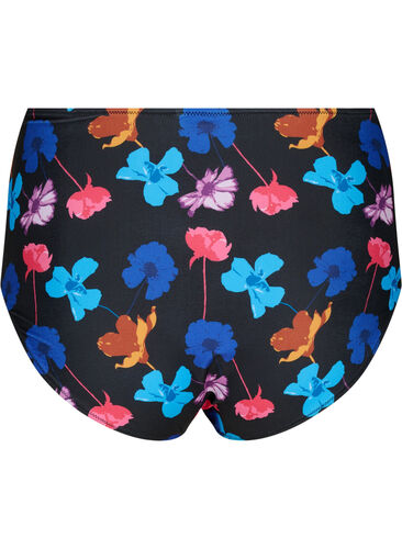 Bikini bottom with print and high waist, Black Flower AOP, Packshot image number 1