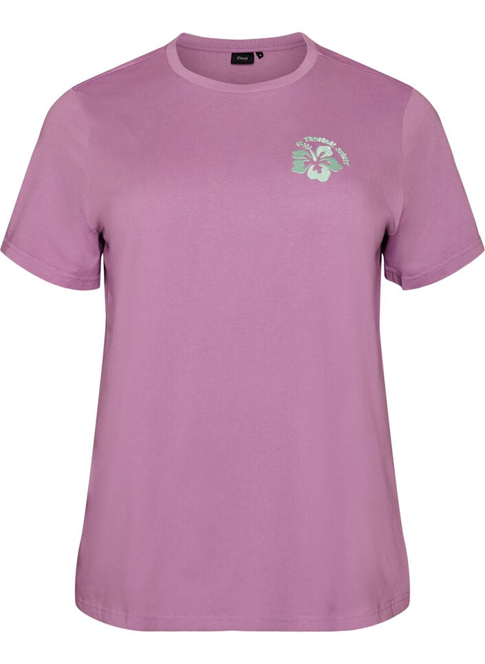 Organic cotton T-shirt with back print, Rose, Packshot image number 0