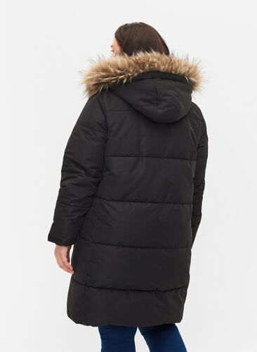 Winter jacket with removable hood, Black, Model image number 1