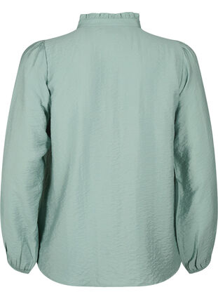 Viscose shirt blouse with ruffle collar, Chinois Green, Packshot image number 1