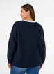 Knitted blouse with V-neck and raglan sleeves, Blue, Model image number 2