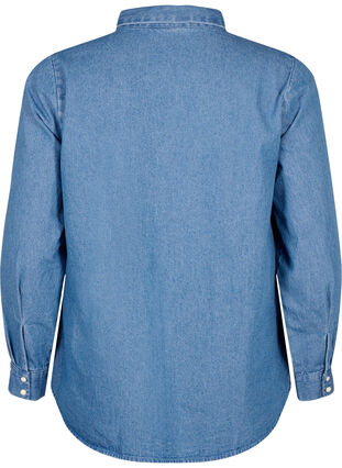 Floral denim shirt with chest pocket, Light Blue Denim, Packshot image number 1