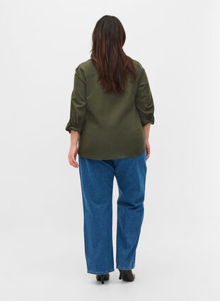 High-waisted straight leg jeans, Blue denim, Model image number 1