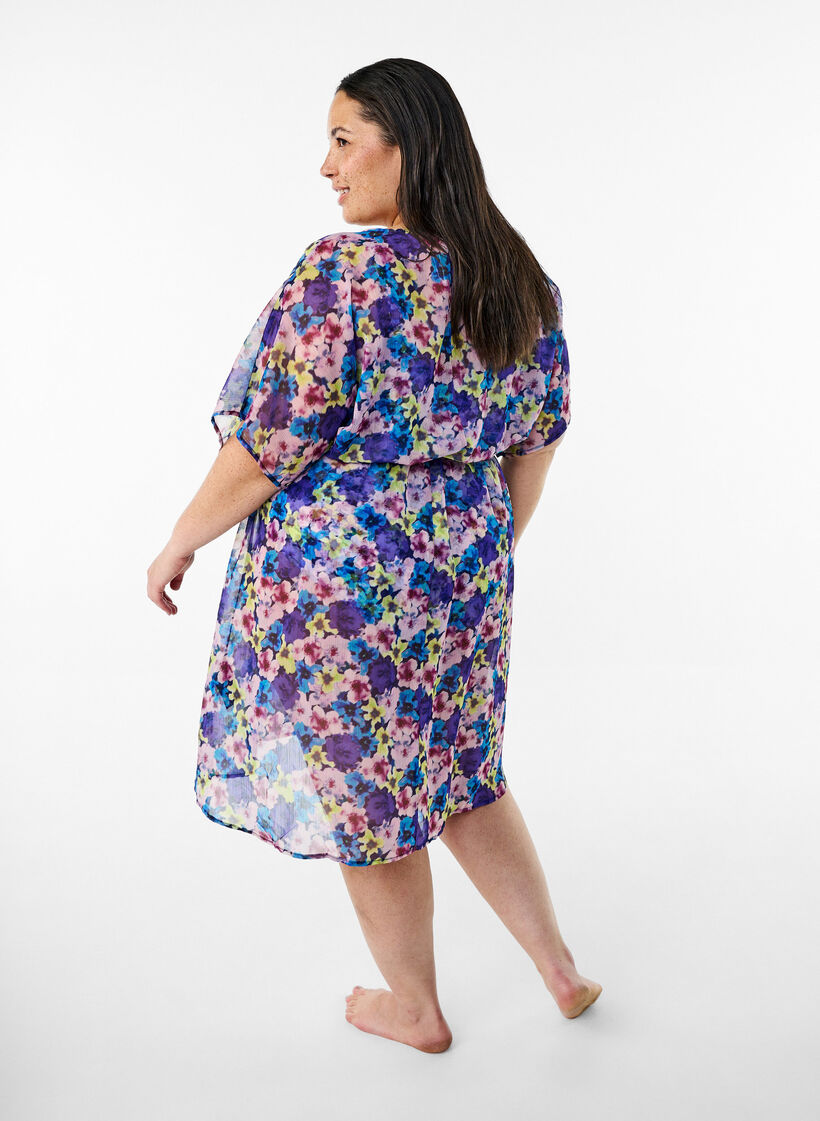 Beach kimono with print, Blue, Model image number 1