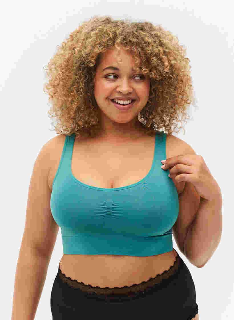 Soft non-padded bra, Green-Blue Slate, Model
