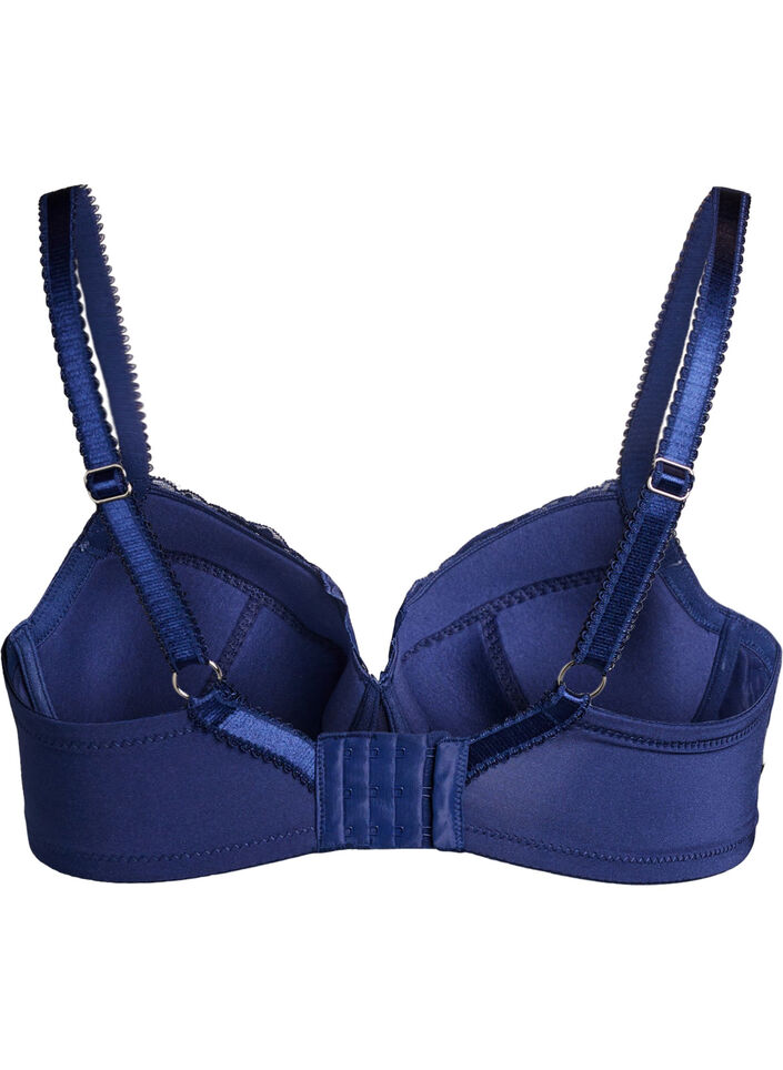 Padded bra in microfibre with lace, Blue, Packshot image number 1