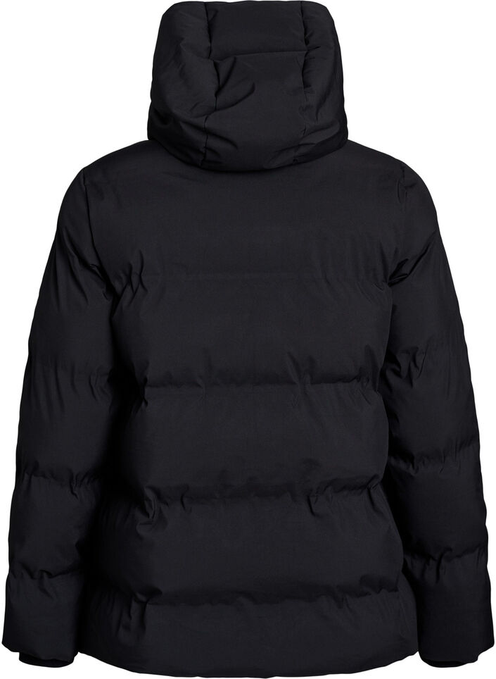 Short puffer jacket with detachable hood, Black, Packshot image number 1