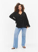 Long-sleeved shirt with jacquard look, Black, Model image number 2